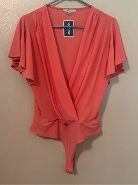 Blāshe Coral Wrap-Front V-Neck Bodysuit